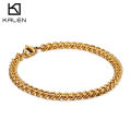 Jewelry wholesale fashion sideways flat chain stainless steel chain simple titanium steel men's trend hip hop bracelet accessories. 