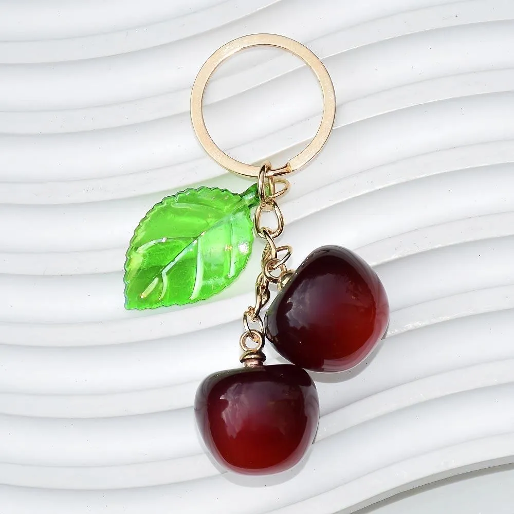 Red Cherry Keychain Backpack Key Ring