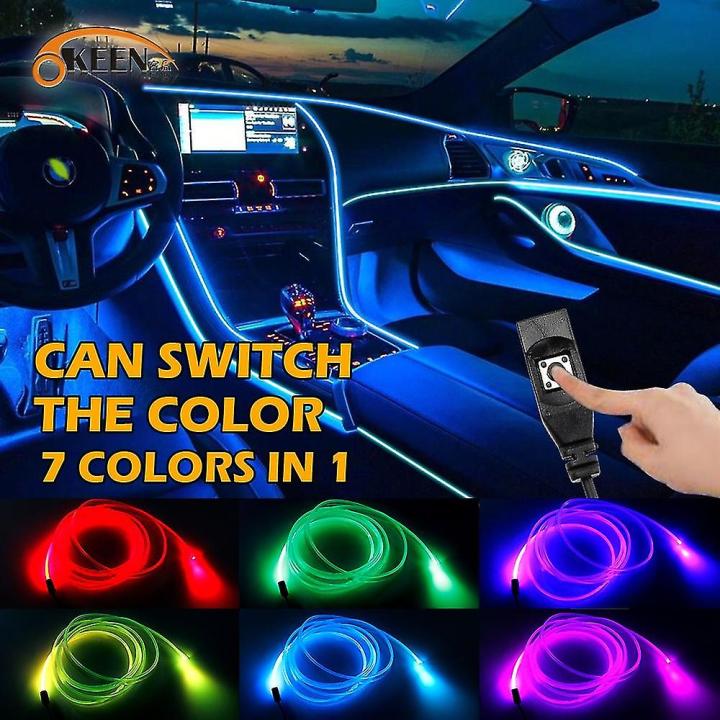 7 Colors LED Car Interior EL Neon Lights Strip USB RGB Colorful Ambient ...