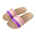Linen Slippers Women's Summer Indoor and Outdoor Home Floor Non-Slip Office Slippers Home Cute Colorful Striped Slippers. 