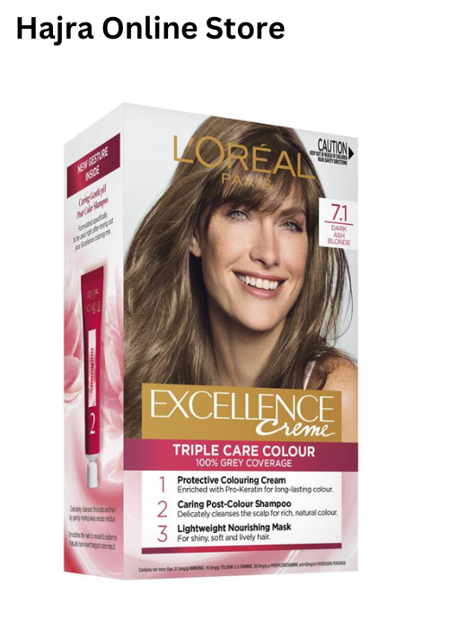 Loreaal Excellence Creme Hair Color - Ash Blonde 7.1 , Long-Lasting, Salon-Quality Dye for Radiant Color | New arrival