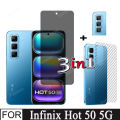 Infinix Hot 50 Privacy tempered Glass For Infinix Hot 50 40 4G 5G 3 in 1 Tempered Glass Screen Protector and Camera Lens Glass Protector. 