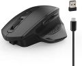 HXSJ T28 Rechargeable Wireless Mouse with 6 Buttons Adjustable DPI, 2.4G Wireless Ergonomic Optical Mouse – Noise Reduction, high Precision Mouse for Laptop/Desktop/PC (Black). 