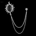 Long Chain Brooch, Suit Pin Rhinestone Oval Lapel Pin Decoration Hanging Chain Brooch Men's Brooch for Men's Accessories Father Men. 