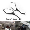 Universal 2Pcs Motorcycle Big Size Rear View Mirror Black Motorcycle Motorbike Chrome Scooter Rearview Rear View Side Mirror 8Mm. 