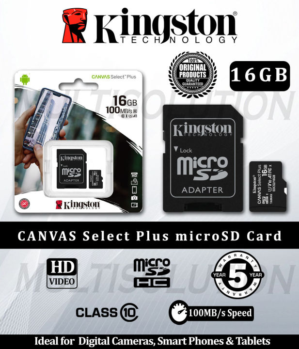 Kingston%2016GB,32%20GB,64%20GB,128GB%20microSD%20Canvas%20Select%20Memory%20Card%20-%20Class%2010%20100MB%20Read%20Speed%20-%205%20Years%20Warranty%20-%20Image%203