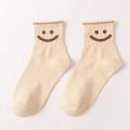 1 Pairs Cute Smile Face Embroidery Ankle Novelty Funny Socks for Men Women. 