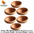 Clay Medium Bowl (Piyala) - 6 Bowls set | Natural cool for drinking water | Eating custard, desserts in natual clay | Clay Crockery Pots | Earthen Crockery Pots | Terracotta Crockery Pots. 