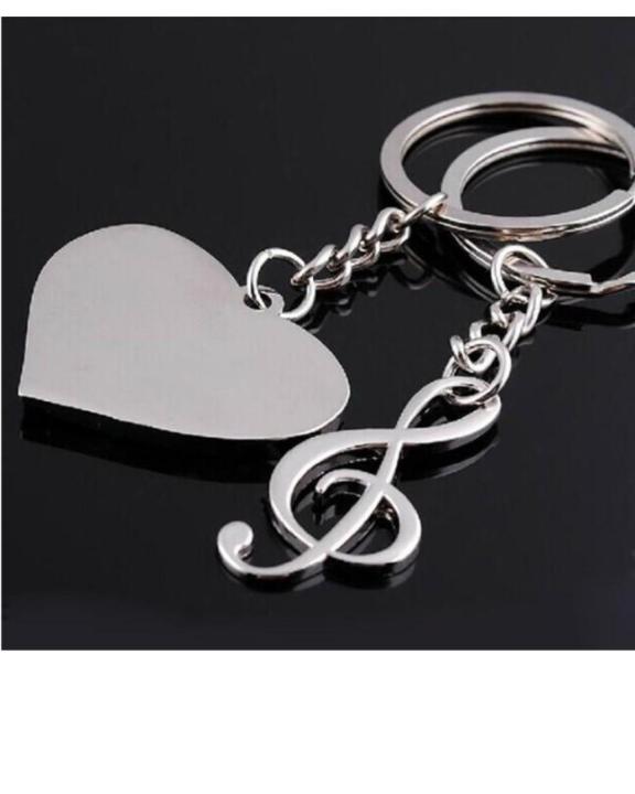 1 Pair Couple Love Heart Musical Note key chain