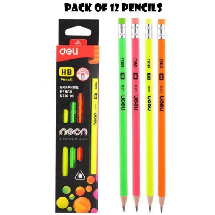 Deli Neon HB Graphite Pencil U516 00 Pre-Sharpened