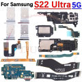 Charging Port Board For Samsung S22 Ultra Loudspeaker Earpiece Speaker Fingerprint Light Sensor Signal LCD Motherboard Flex Cabl. 