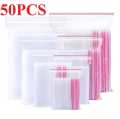 50 Pcs Resealable Airtight Zip Lock Clear Plastic Bags Multiple Sizes. 