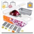 Vegetable Chopper, 12 in 1 Mandoline Slicer Food & Onion Chopper Cuber Cutter Onion Dicer, Veggie Slicer Manual for Garlic, Cabbage, Carrot, Potato, Tomato, Fruit, Salad (Green). 