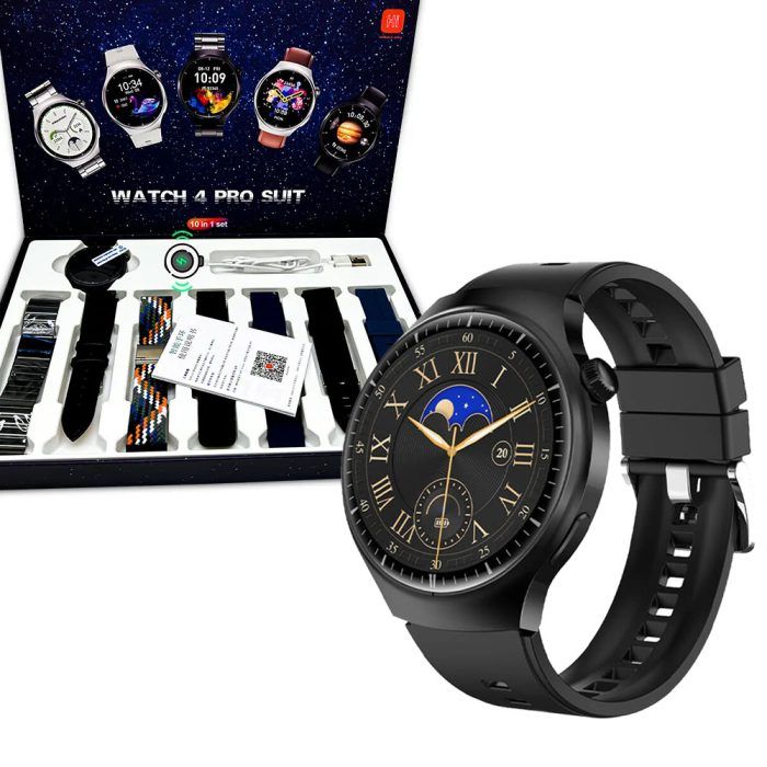 Watch 4 Pro Suit Smartwatch With 7 Straps Custom Dial - Watch 4 Pro Smartwatch with 7 multiple straps for every day fashion
