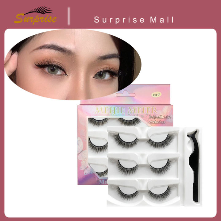 Self adhesive False Eyelashes One piece lashes 3 pairs ZZ