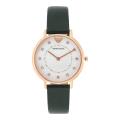 Emporio Armani Wrist Watch for Women / Wrist Watch For Girls Quartz Green Leather Strap Mother Of Pearl Dial 32mm Watch AR11150. 