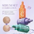 Bioaqua Pack of 3pcs Anti Aging Vitamin C Retinol Hyaluronic Acid Serum Skin Care Kit 30ml BQY84052. 