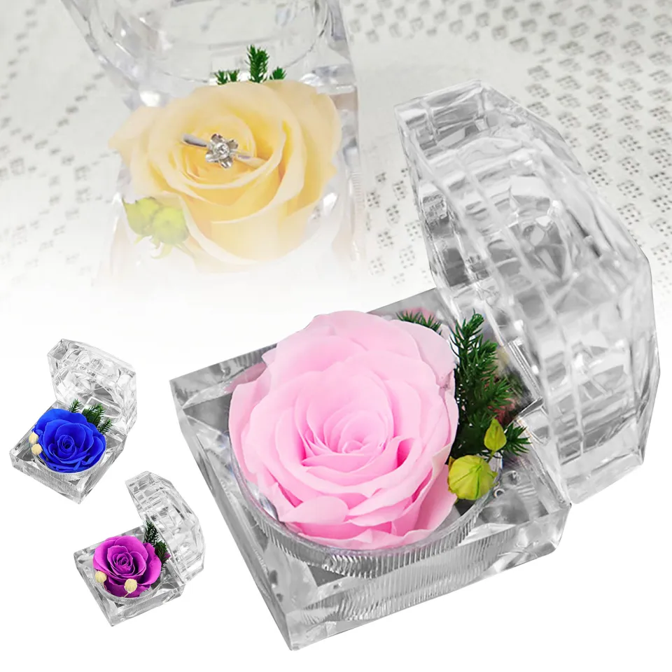Preserved Rose Flower Ring Box Wedding Engagement Jewelry Display Holder Gift Daraz.pk