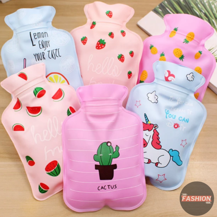 Mini Cute Cartoon Hot Water Bottle Hand Warmer Portable, Leak Proof, PVC and Sponge Material, Neck and Shoulder Pain Relief, Random Color, Small Size