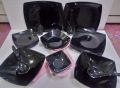 Melamine short dinner set in black 32 pieces. 