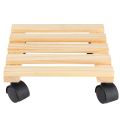 Wooden Plant Roller Stand with Wheel Caddy Planter Trolley 12 inch Square. 