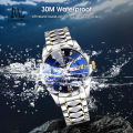 LouisWill Men Watch Men's Fashion Simple Double Calendar Waterproof Steel Band Watch Waterproof Quartz Watch Fashion Men Watches Luxury Men Watch Business Casual. 