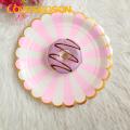 Loveseason Paper Dishes Indeformable Bronzing Stripe Paper Disc Decorations. 