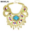 MANILAI Boho Style Collars Choker Necklaces Chunky Chains Cross Rhinestones Colorized Resins Beads Statement Jewelry CE1217. 