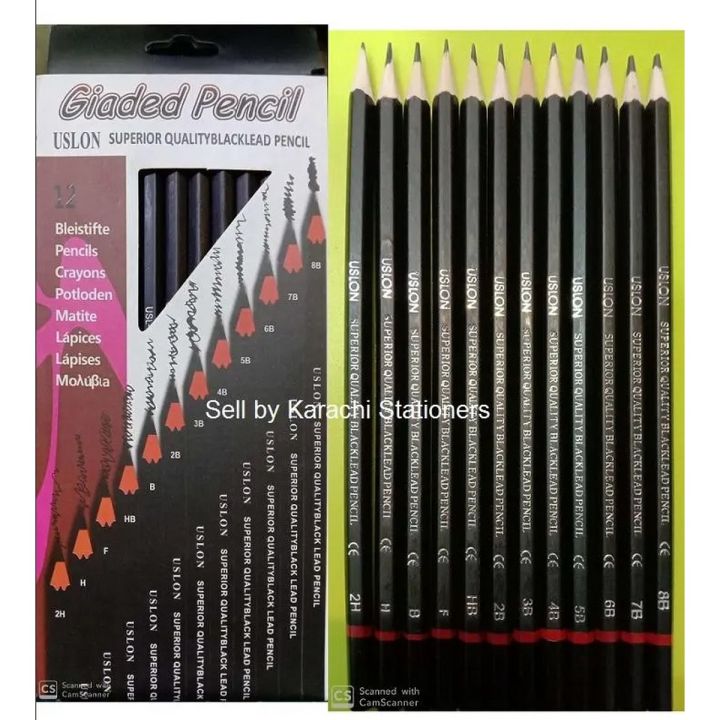Set of 12pcs different shades Drawing/Sketching pencils