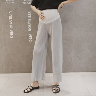 Summer%20Maternity%20Clothes%20Maternity%20Pants%20Summer%20Pregnant%20Women%20Ice%20Silk%20Leggings%20Wide%20Leg%20Pants%20Thin%20Outer%20Wear%20Loose-Fitting%20Pleated%20Pregnant%20Women%20Cropped%20-%20Image%202