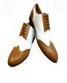 White & Brown Leather Shoes For Men. 