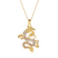 Minimalist Gold Animal Chinese Dragon Pendant Necklace Men Hip Hop Jewelry Fashion Dragon Necklace New Year Gifts. 