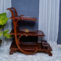 Wood Valley-Wooden Ship Multi Step Tier Rectangular Tea Trolley-Serving Trolley-Premium Quality-Chinioti Furniture-Customizable. 