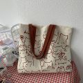 Canvas Bags Handbag for Women Shopper Cute Cat Tote Bag with Zipper Designer Bag Japanese Style Cartoon Small Shoulder Bags House Foocus. 