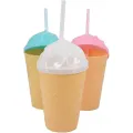 Ice Cream Cone Tumbler with Straw – Kids Tumblers/Sipper With Lids And Straws – Summer Cups Travel Mug for Cold Drinks. 