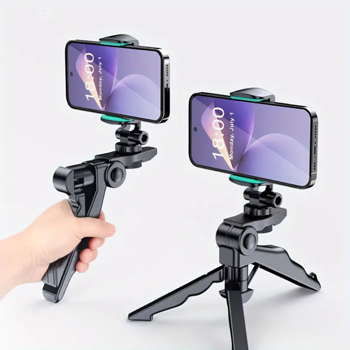 Portable Vlogging Tripod & Mobile Phone Holder for Live Streaming, Vlogging & TikTok - 360° Rotation, Foldable Mini Selfie Stick Stand