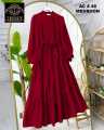 Western Belt Style Long Frock with Panel Work. 