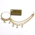 golden Nose to Ear Chain Bridal Ring/Indian Polki Nose Ring Nath Jewelry. 