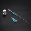 Glass Dip Pen Faux Crystal Ink Signature Inside Flower for Writing Art Decor Gift. 