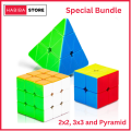 Special Cubes Bundle High Quality Rubik Cubes 2x2, 3x3 and Pyramid Cube Stickerless Fast Speed Magic Cube for Kids Early Learning - 3x3 Cube Puzzle. 