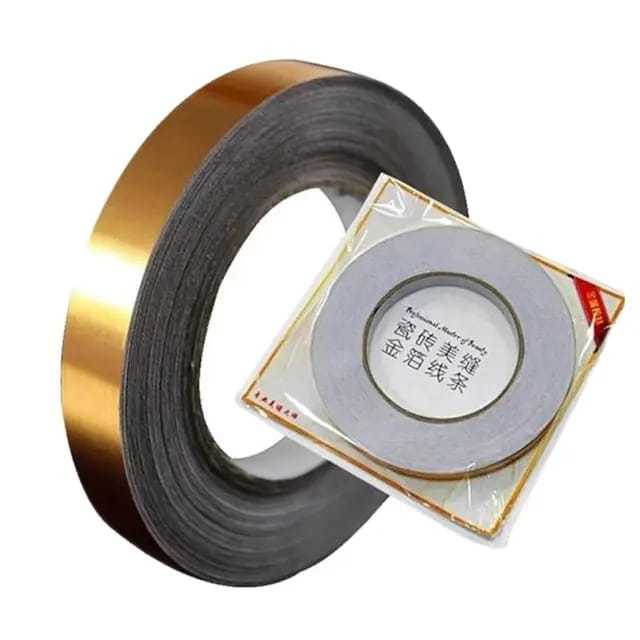High Quality Floor Edging Waterproof Seam WallStickers Wall Gap Ceilling Home Decoration Self Adhesive Ti;e Tap size 1cmx50m Gold &Silver