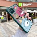 dienya For OPPO Reno 4F Case Frosted Transparent Hard Phone Case Cartoon Cute Monster Side Square Edge Casing Full Cover Camera Silicone Softcase Shockproof Protection Cases. 
