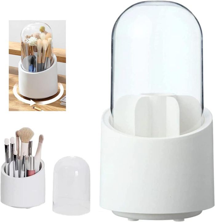 360%20Degree%20Rotating%20Makeup%20Brush%20Holders%20with%20Clear%20Lid,Brush%20Storage%20Dust%20Proof%20Box%20Makeup%20Organizer%20for%20Bathroom,%20Vanity,%20Makeup%20Container%20-%20Image%203