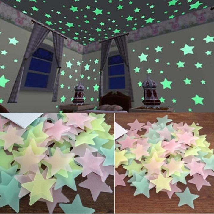 Pack%20of%20100%203D%20Stars%20Glow%20in%20the%20Dark%20Wall%20Stickers%20Luminous%20Fluorescent%20for%20Kids%20Room%20Bedroom%20Ceiling%20Home%20Decor%20-%20Image%202