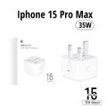 IPHONE 15 PRO MAX 3 PIN (UK PIN) 35W USB-C POWER ADAPTER. 