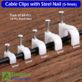 60 PCS Round Cable Clips White Cable Management 5, 6, 7, 8, 9mm Cable Nail Clips Electrical Cable Wall Clips for Wire Ethernet Cable, Telephone Cable, TV Wire by Electrica. 
