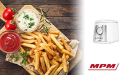 MPM MFR-07 Compact Electric Deep Fryer 1.5 Litre Washable Non-Stick Bowl Regulator up to 190°C, BPA, 1100W, 1200, 1.5 Litres, White. 