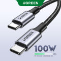 UGREEN 100W Fast Charge USB C to C Cable 5A E-Marker, Nylon Braided Type C Charger Cord 0.5m/1m/1.5m/2m/3m for MacBook Pro, iPhone 15, Galaxy S24 (Black/Blue/Green). 