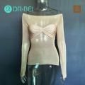 DR BEI T-shirt Stretchy Off Shoulder See-through Tee Shirt. 