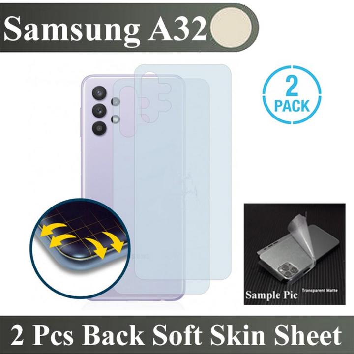 2 Pcs Samsung A32 Back Matte Protector Anti-Slip Soft Skin Sheet Film With Sides Cover Protection Carbon Fiber For Galaxy A32 5G - Transparent